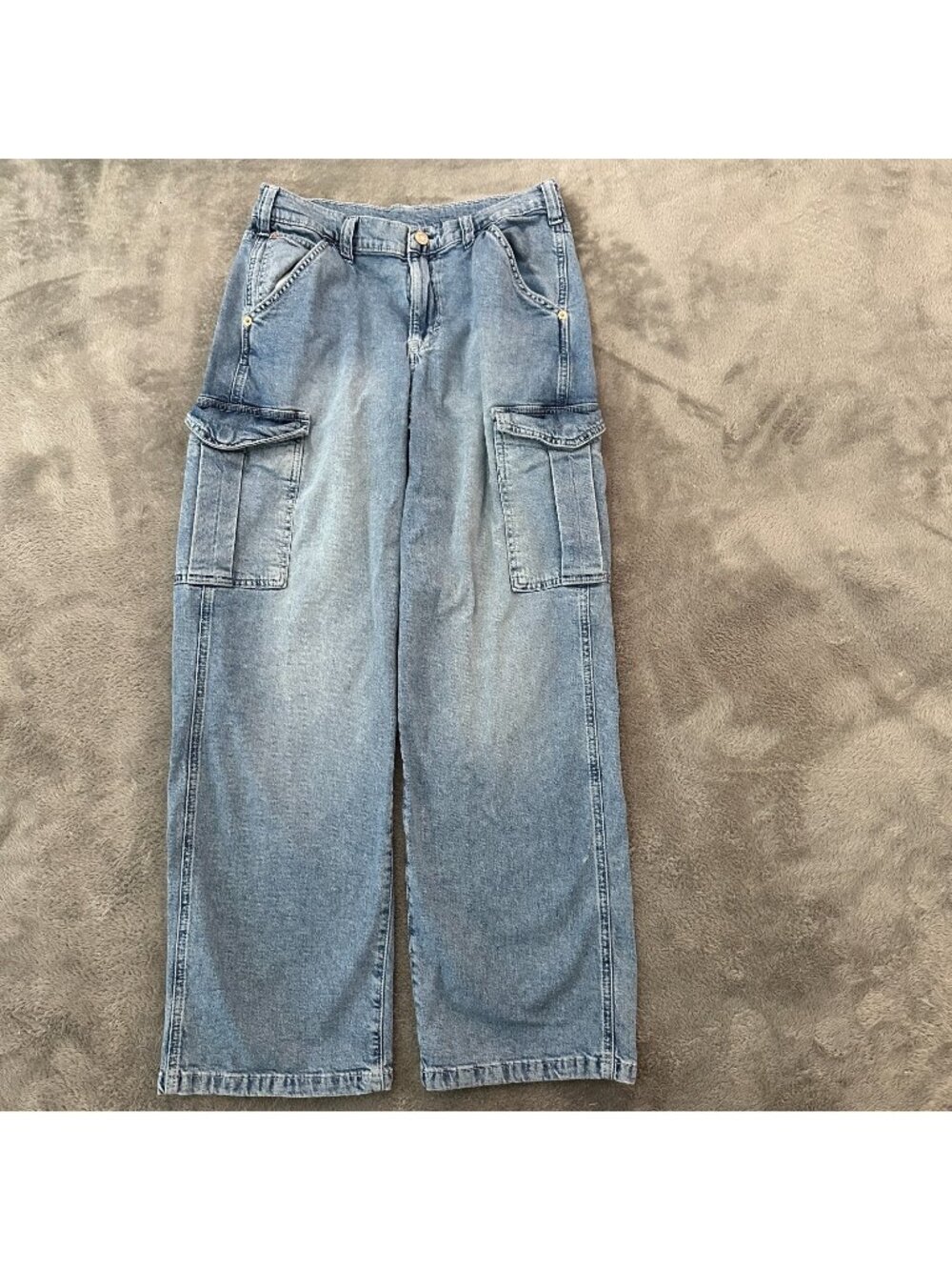 Gap Jeans Mid Rise 90s Loose Cargo Women's size 27 4 Wide Straight Leg